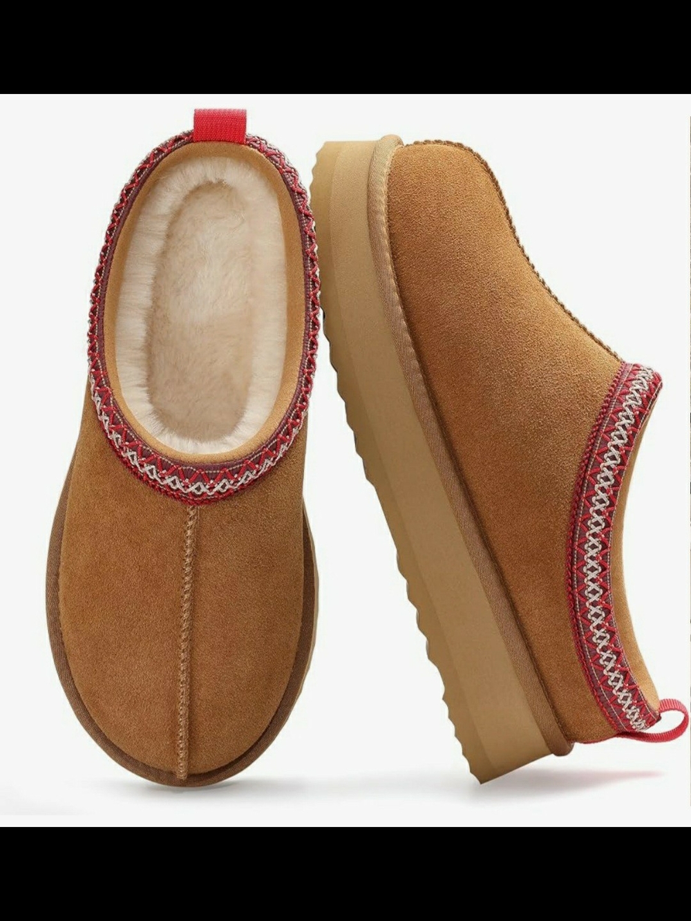 KIDMI Genuine Suede Platform Slippers for Women, Fuzzy Winter Warm Shoes